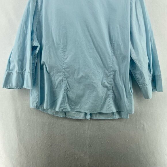 Style & Co Shirt Women's 22W Light Blue Collared 3/4 Sleeves Snap Button Stretch - Picture 8 of 10